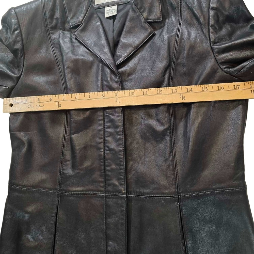 VTG 90s Minimalist Preston & York Leather Blazer‎ Jacket Petite Small Lambskin - Picture 12 of 15